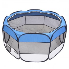 HOBBYZOO 36" Portable Foldable 600D Oxford Cloth & Mesh Pet Playpen Fence with Eight Panels Blue